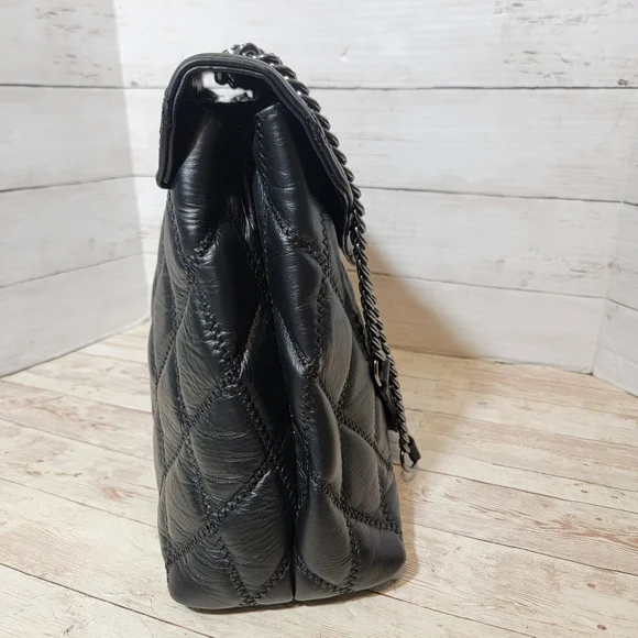 Elegant Black Quilted Satchel